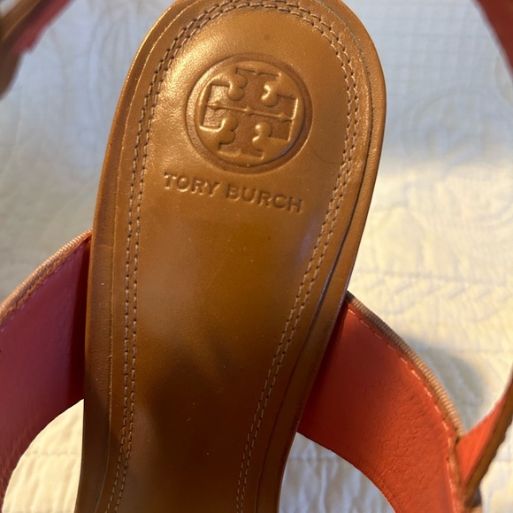 Tory Burch 100MM - Fabric - Leather - Metallic Size 9.5 Preloved EUC - Picture 7 of 10